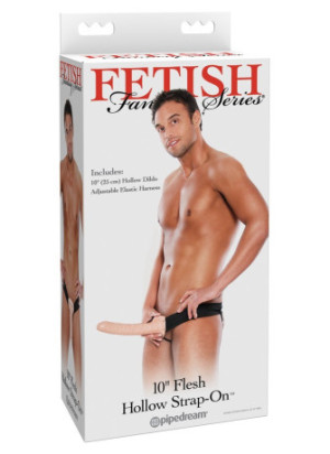 10" Flesh Hollow Strap-on